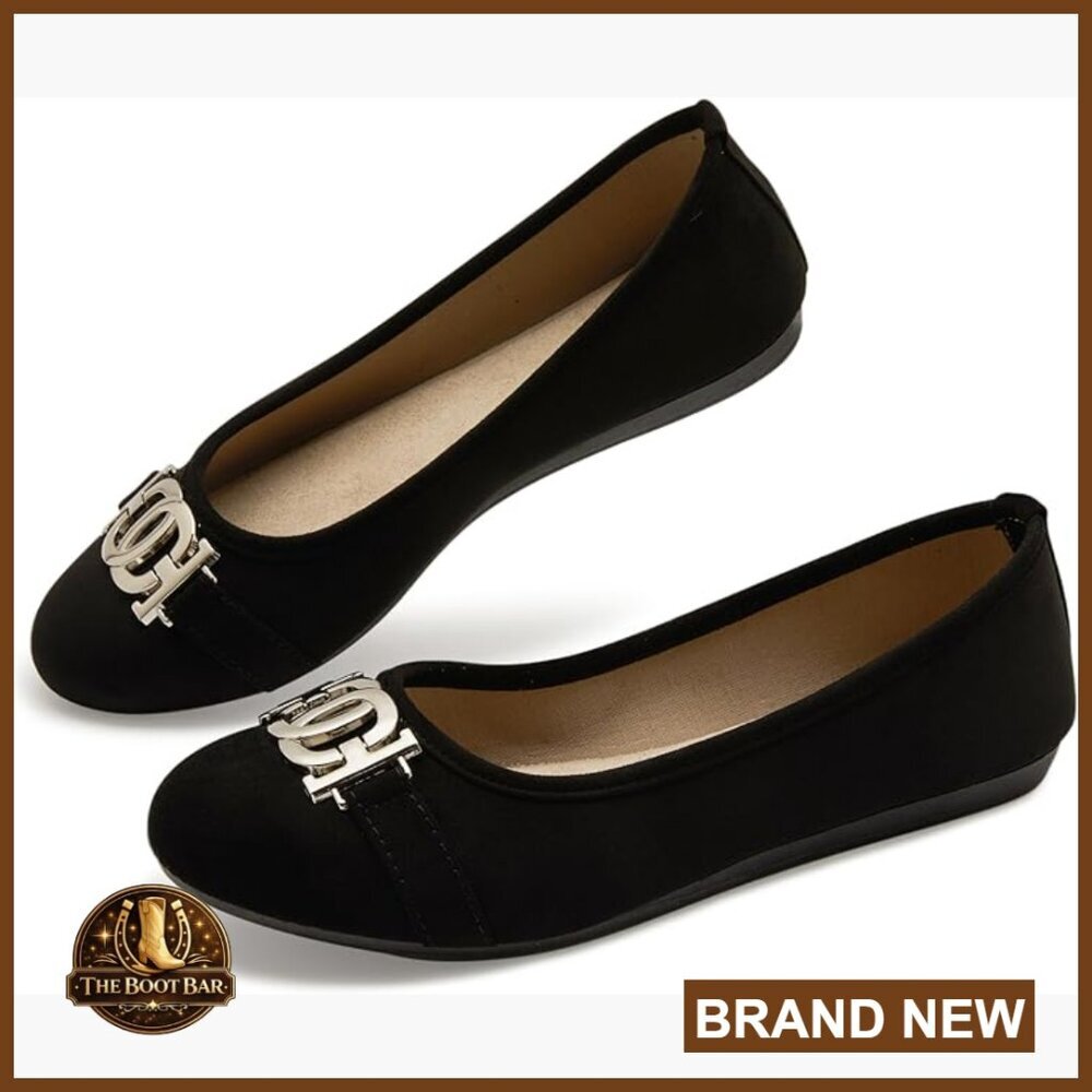 Memory Foam Slip-On Ballet Flats Round Toe Comfortable Walking Driving Shoes
